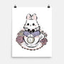Cute White Rabbit Tea Cup-None-Matte-Poster-xMorfina