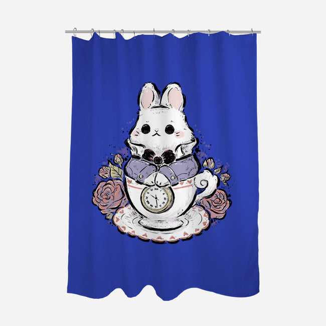 Cute White Rabbit Tea Cup-None-Polyester-Shower Curtain-xMorfina