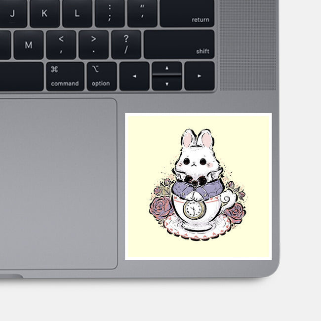 Cute White Rabbit Tea Cup-None-Glossy-Sticker-xMorfina
