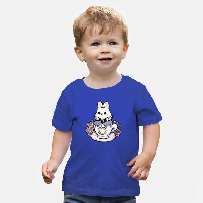 Cute White Rabbit Tea Cup-Baby-Basic-Tee-xMorfina