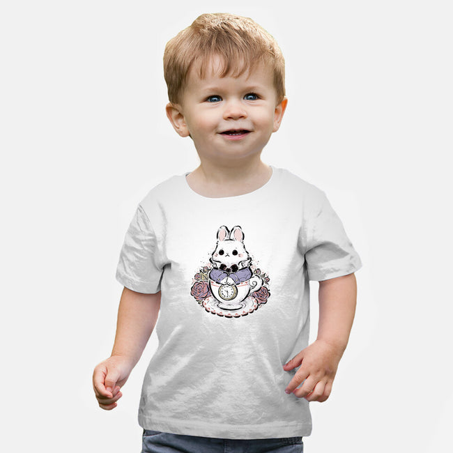 Cute White Rabbit Tea Cup-Baby-Basic-Tee-xMorfina