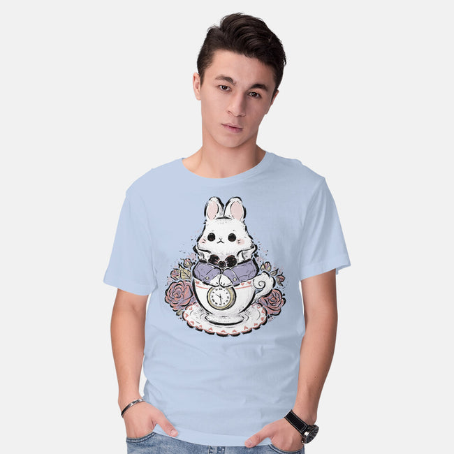 Cute White Rabbit Tea Cup-Mens-Basic-Tee-xMorfina