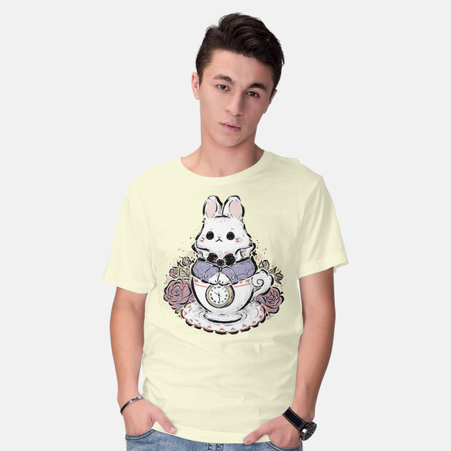 Cute White Rabbit Tea Cup-Mens-Basic-Tee-xMorfina