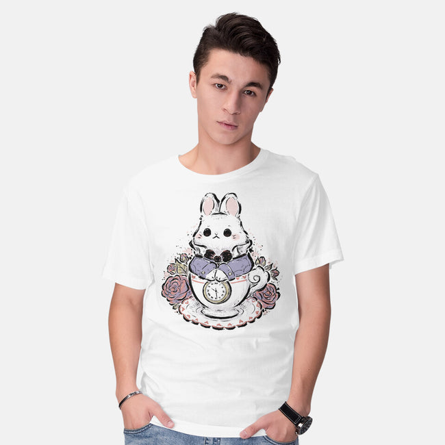 Cute White Rabbit Tea Cup-Mens-Basic-Tee-xMorfina