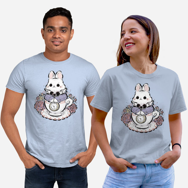 Cute White Rabbit Tea Cup-Unisex-Basic-Tee-xMorfina