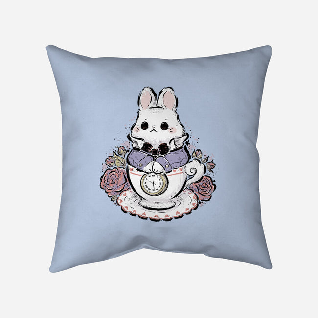 Cute White Rabbit Tea Cup-None-Removable Cover w Insert-Throw Pillow-xMorfina