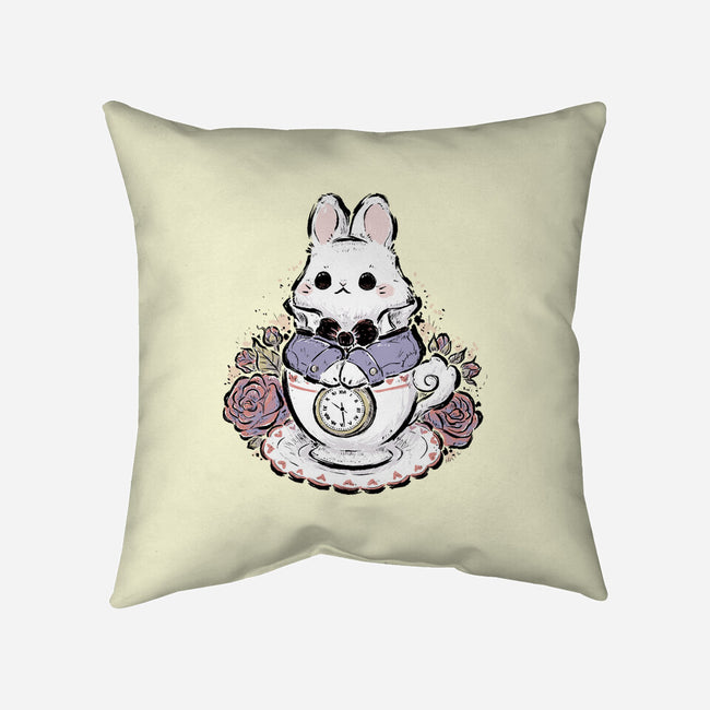 Cute White Rabbit Tea Cup-None-Removable Cover w Insert-Throw Pillow-xMorfina