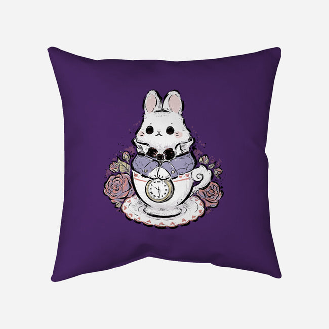 Cute White Rabbit Tea Cup-None-Removable Cover w Insert-Throw Pillow-xMorfina