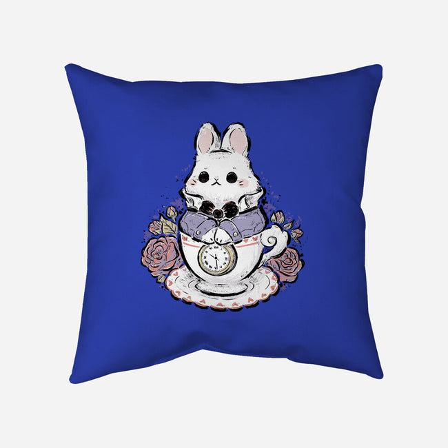 Cute White Rabbit Tea Cup-None-Removable Cover w Insert-Throw Pillow-xMorfina