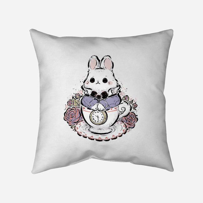 Cute White Rabbit Tea Cup-None-Removable Cover w Insert-Throw Pillow-xMorfina
