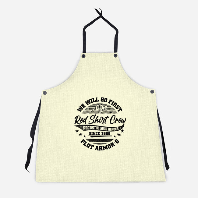 Red Shirt Crew-Unisex-Kitchen-Apron-rocketman_art