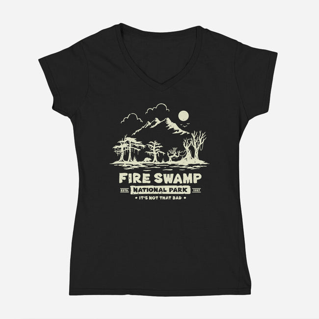 Fire Swamp National Park-Womens-V-Neck-Tee-retrodivision