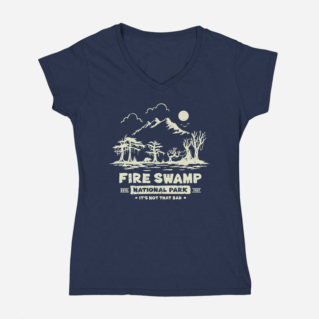 Fire Swamp National Park-Womens-V-Neck-Tee-retrodivision