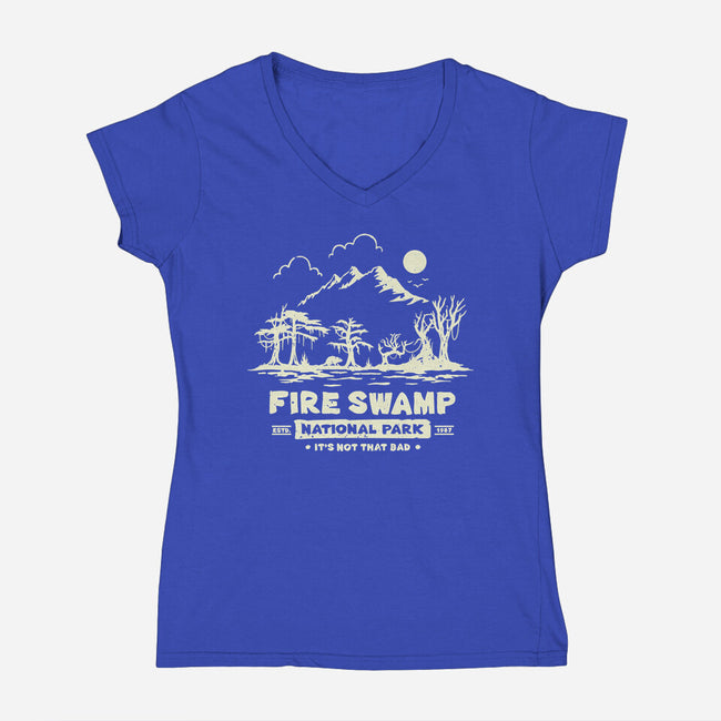 Fire Swamp National Park-Womens-V-Neck-Tee-retrodivision