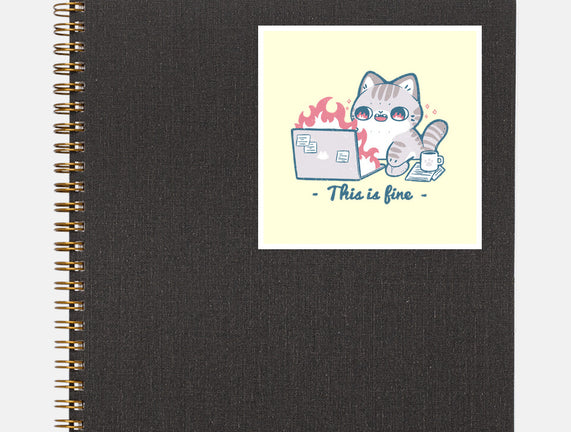 This Is Fine Cat Working