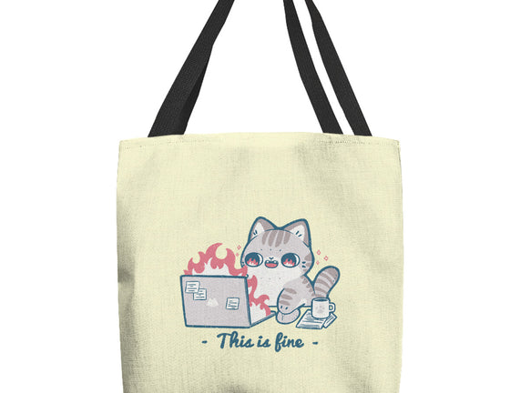 This Is Fine Cat Working