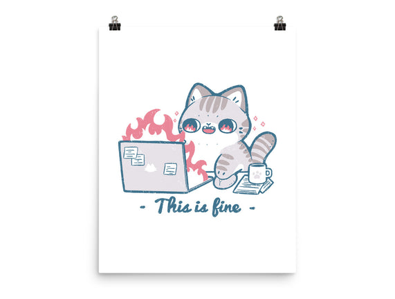 This Is Fine Cat Working