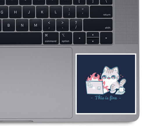 This Is Fine Cat Working