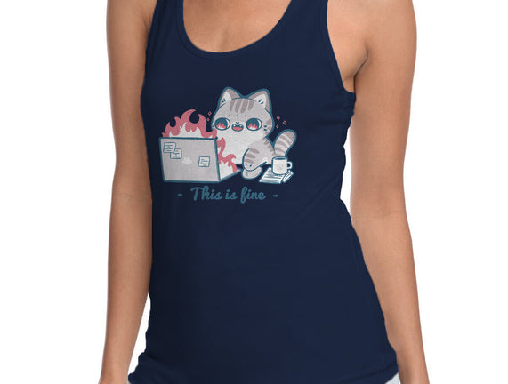 This Is Fine Cat Working