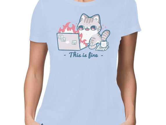 This Is Fine Cat Working