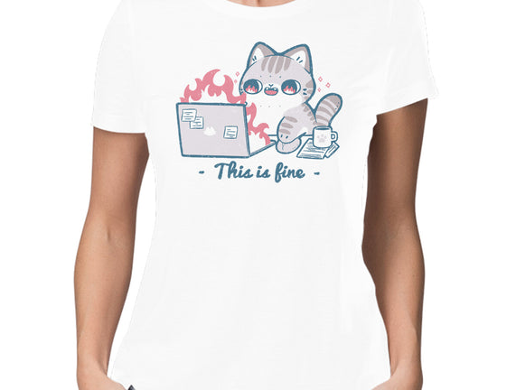 This Is Fine Cat Working