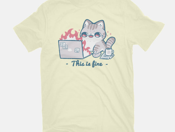 This Is Fine Cat Working