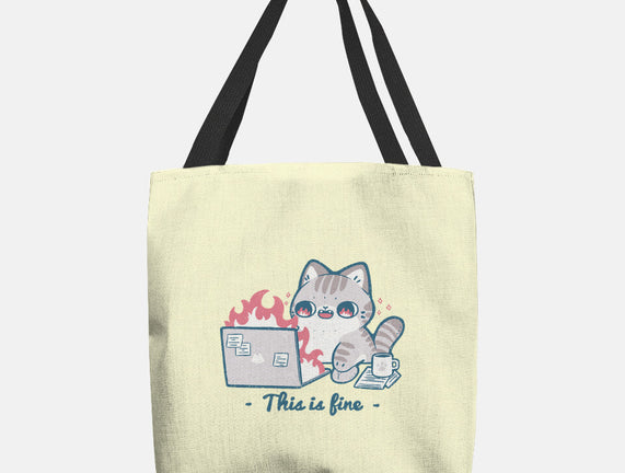 This Is Fine Cat Working