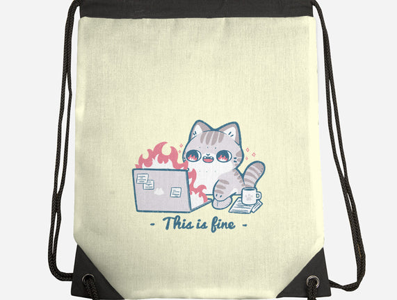 This Is Fine Cat Working