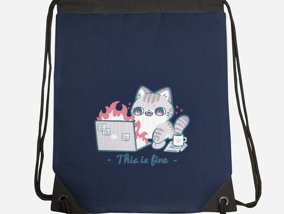 This Is Fine Cat Working