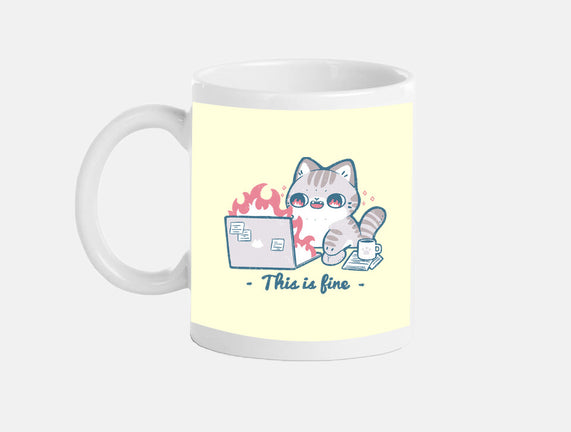 This Is Fine Cat Working