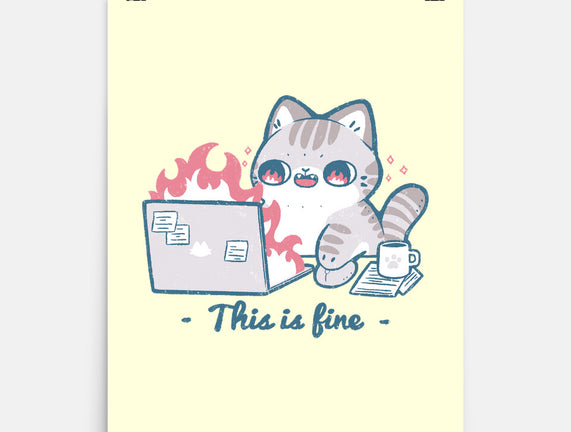 This Is Fine Cat Working