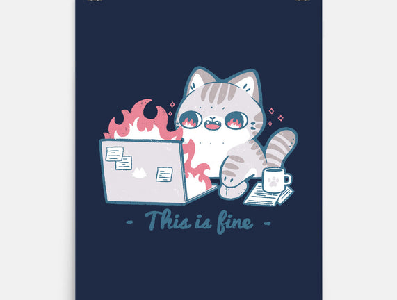 This Is Fine Cat Working