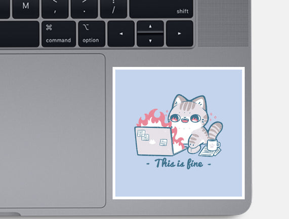 This Is Fine Cat Working