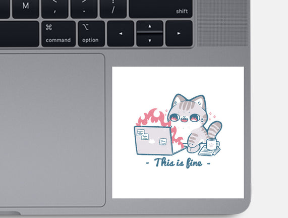 This Is Fine Cat Working