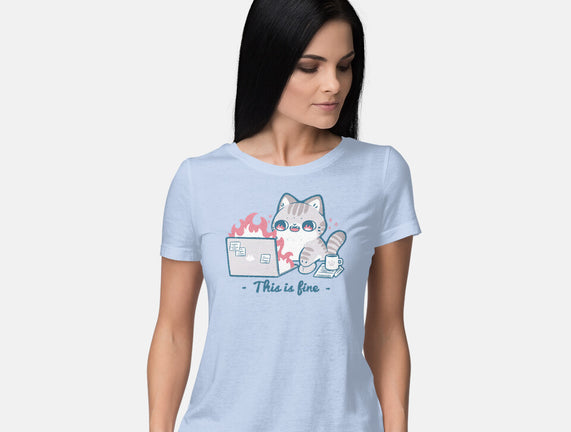 This Is Fine Cat Working