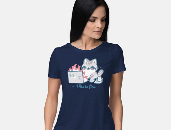 This Is Fine Cat Working