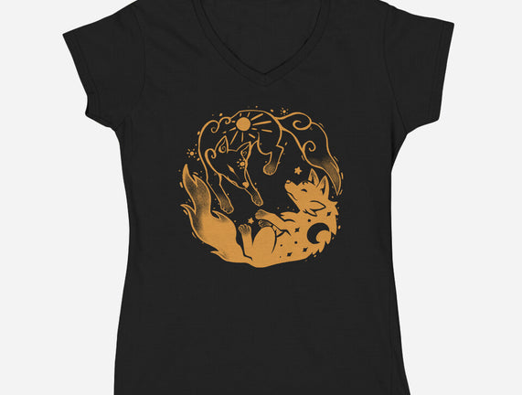 Sun And Moon Golden Wolves