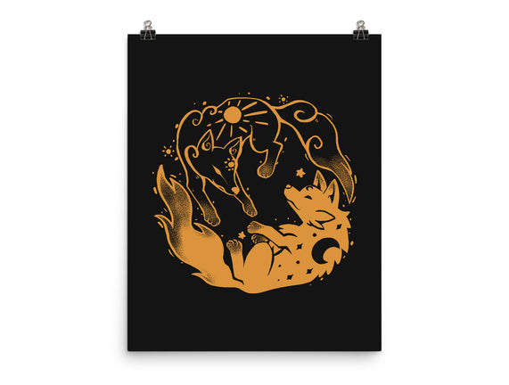 Sun And Moon Golden Wolves