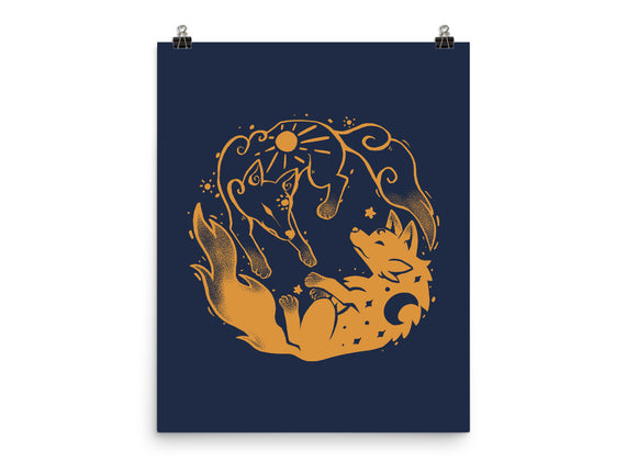 Sun And Moon Golden Wolves