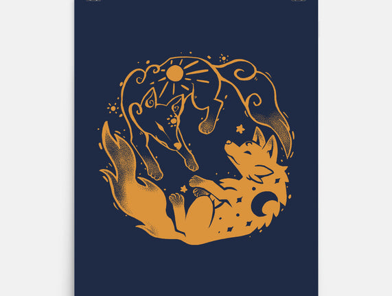 Sun And Moon Golden Wolves