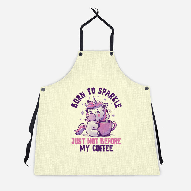 Born To Sparkle Just Not Before Coffee-Unisex-Kitchen-Apron-koalastudio