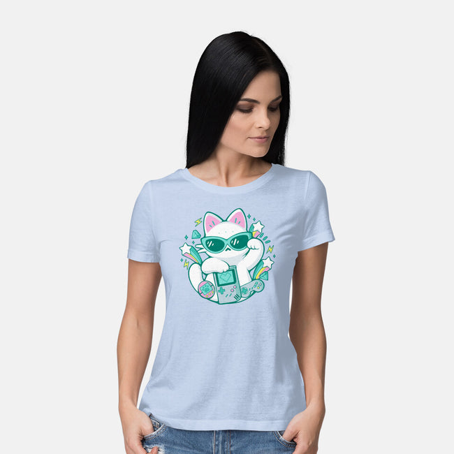 90s Cute Cat-Womens-Basic-Tee-xMorfina
