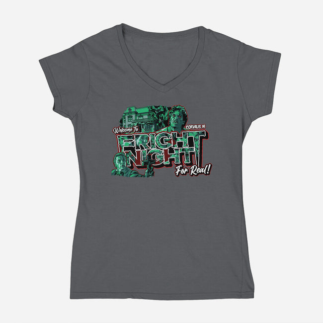 Welcome To Fright Night-Womens-V-Neck-Tee-goodidearyan