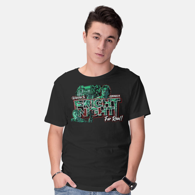 Welcome To Fright Night-Mens-Basic-Tee-goodidearyan
