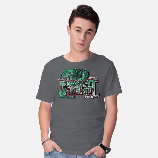 Welcome To Fright Night-Mens-Basic-Tee-goodidearyan