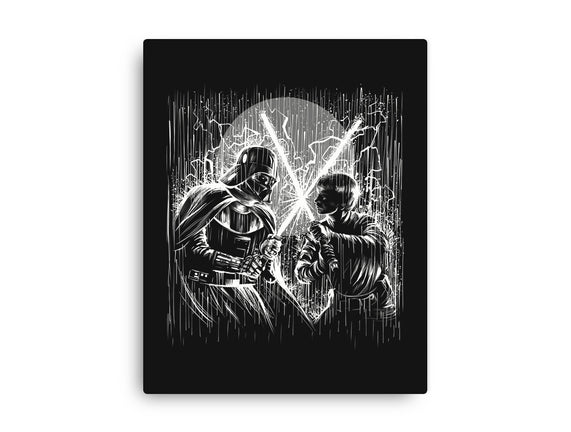 Father And Son Under The Rain