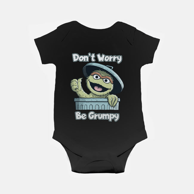 Don't Worry Be Grumpy-Baby-Basic-Onesie-NMdesign
