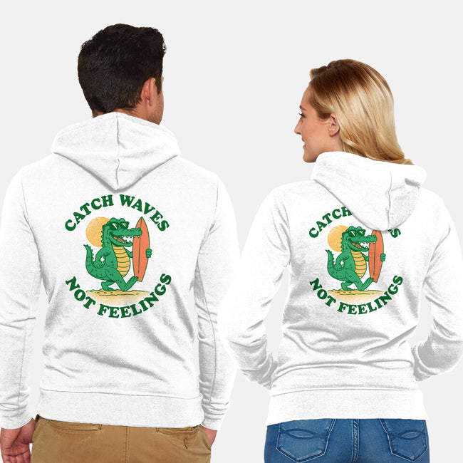 Catch Waves Not Feelings-Unisex-Zip-Up-Sweatshirt-dandingeroz