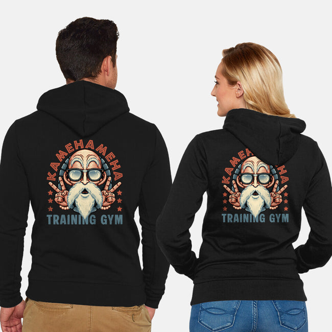 Kame Training Gym-Unisex-Zip-Up-Sweatshirt-glitchygorilla