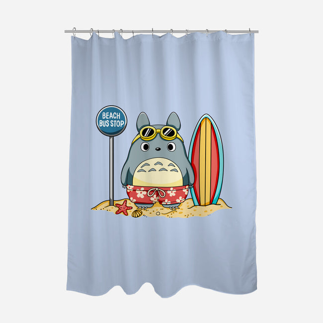 Beach Bus Stop-None-Polyester-Shower Curtain-JamesQJO